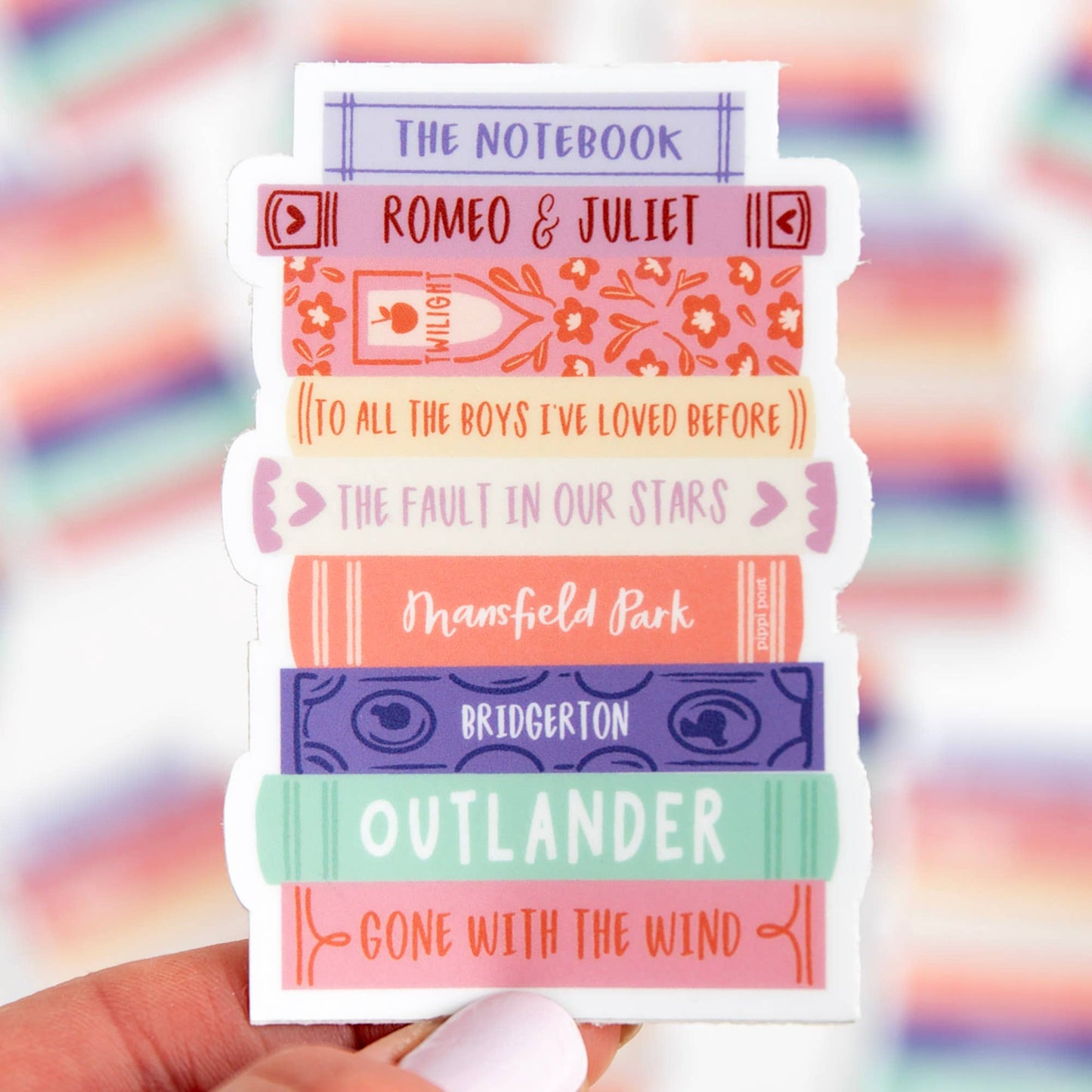 Romance Novels Book Stack Decal Sticker