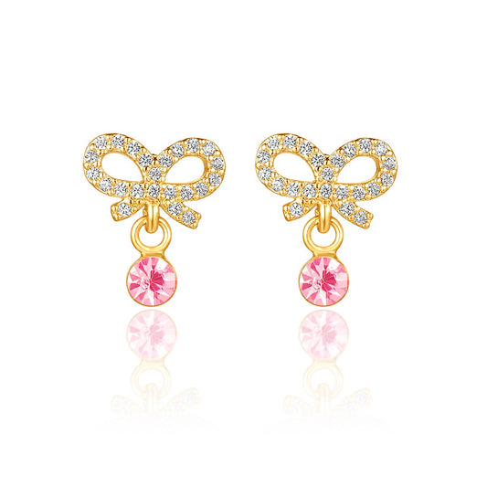 Little Luxe Drop Earrings | Crystal Bow with CZ