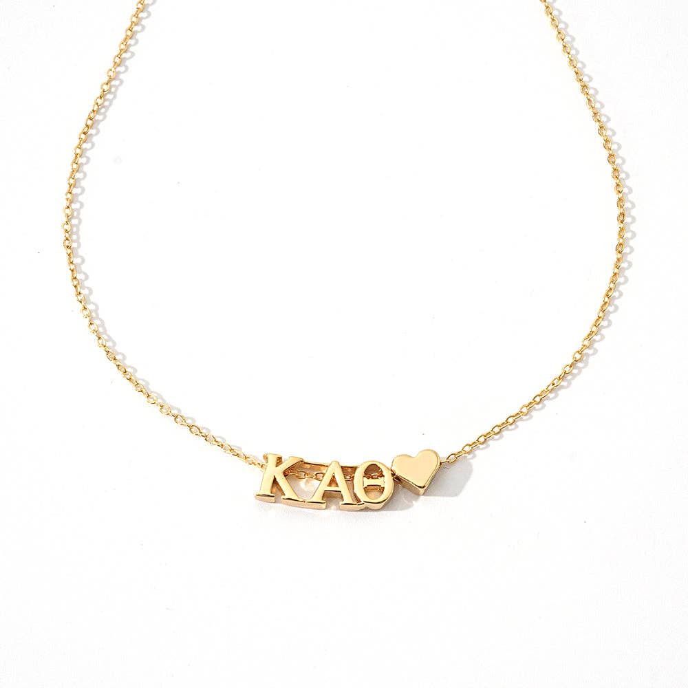 N202-I Love My Sorority: Greek Letters Heart Necklace