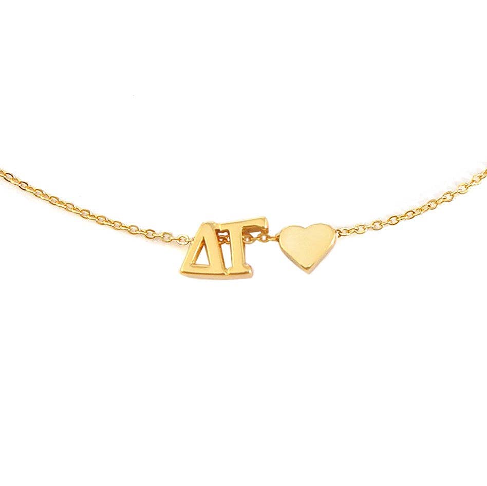 N202-I Love My Sorority: Greek Letters Heart Necklace
