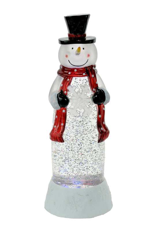 White LED Snowman Snow Globe