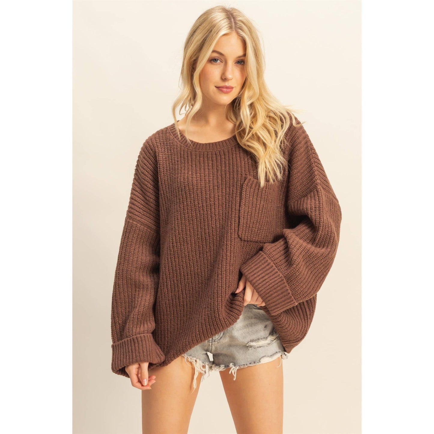 Oversized Casual Ribbed Knit Sweater