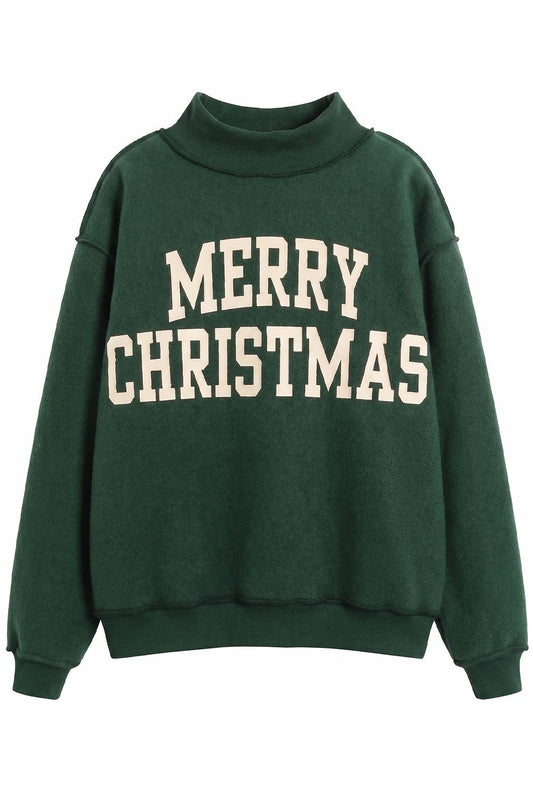 IT2594-DECKTHEHALLS / Reversible Mock-Neck Sweatshirt