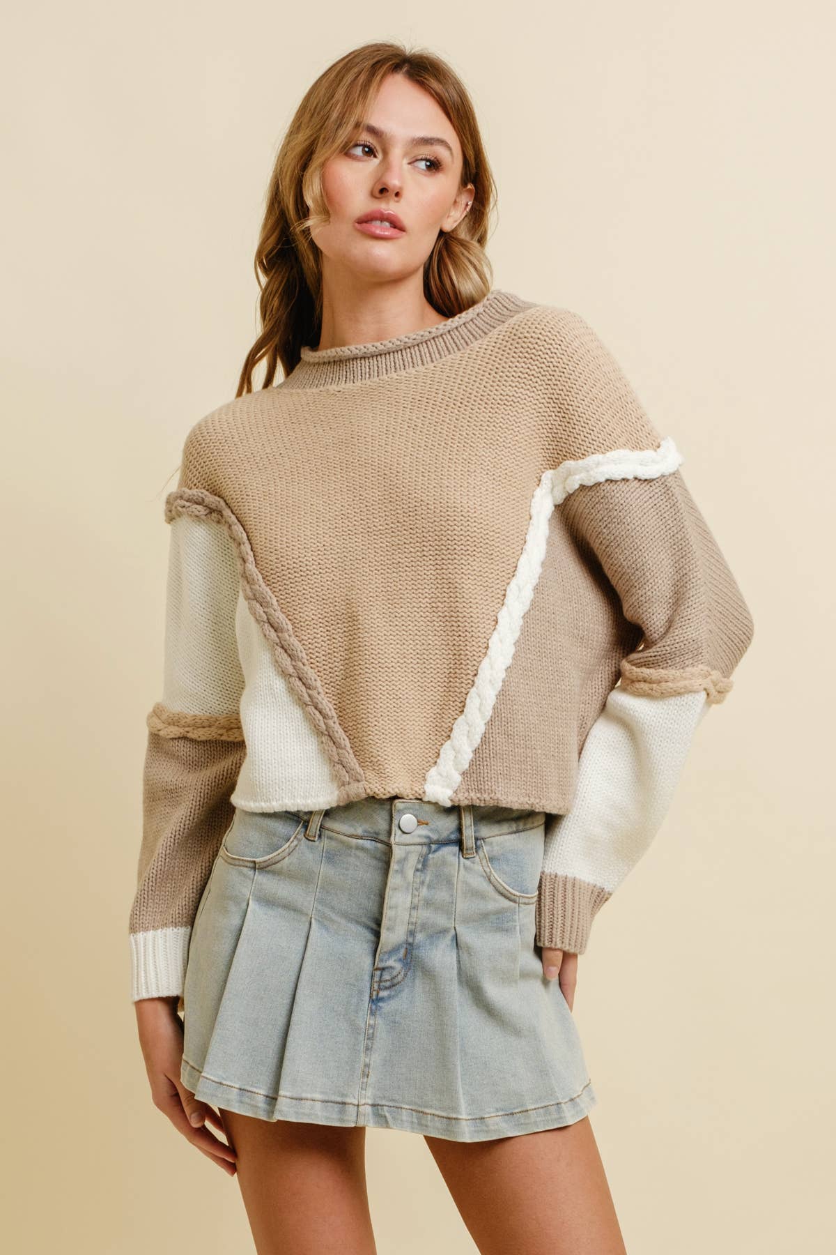 CSW15269J - 2 TONE CONTRAST SWEATER