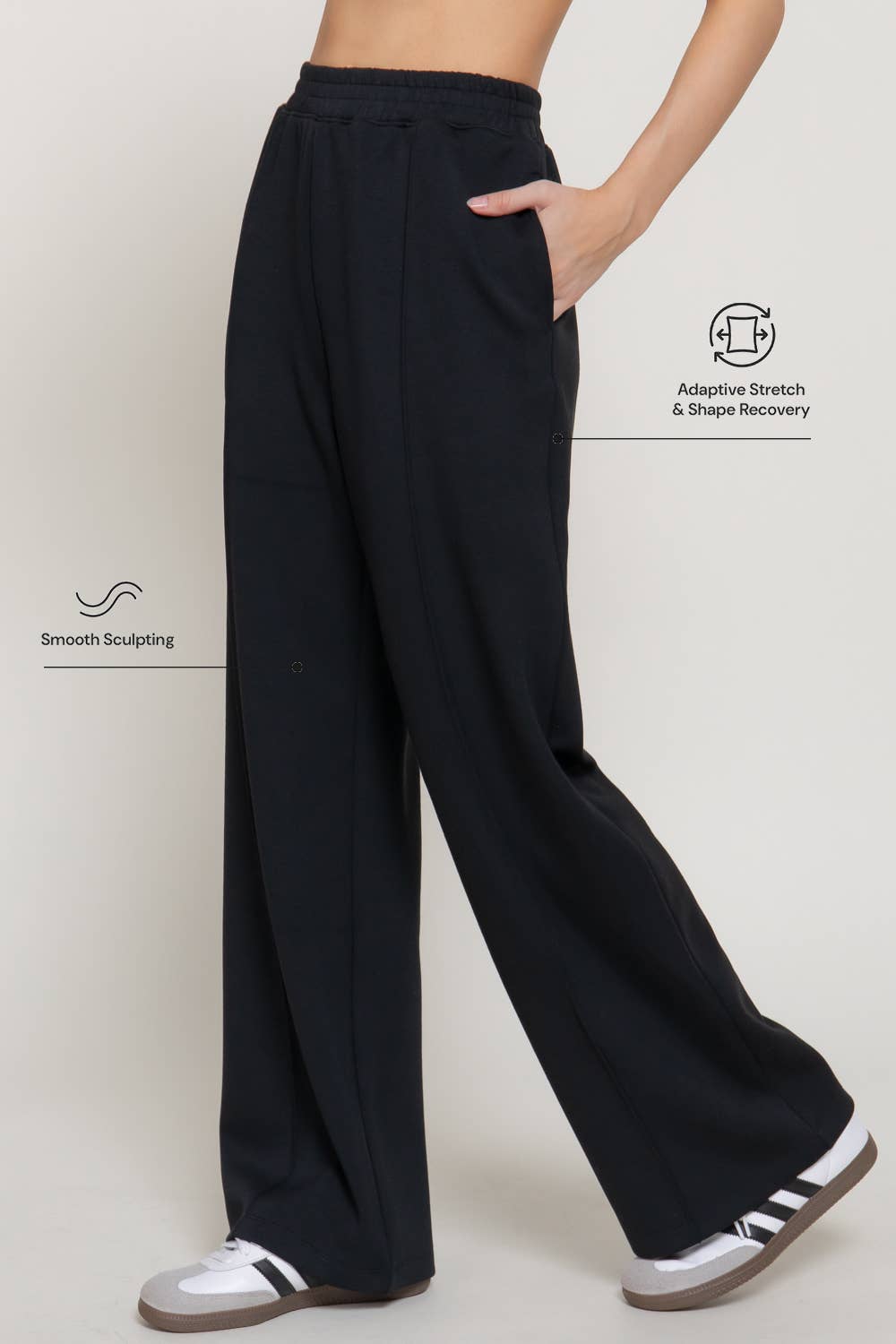 Elastic Waist Soft Modal Scuba Wide Pants