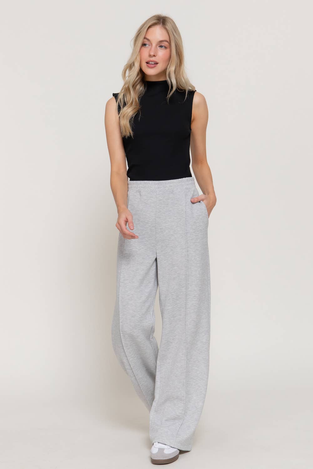 Elastic Waist Soft Modal Scuba Wide Pants