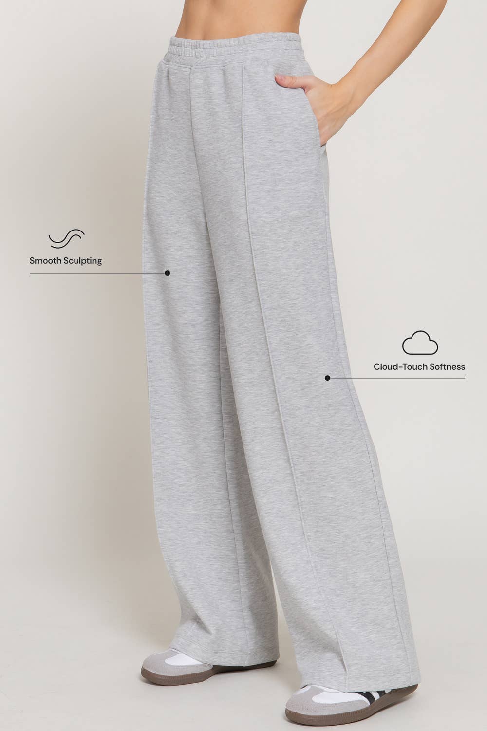 Elastic Waist Soft Modal Scuba Wide Pants