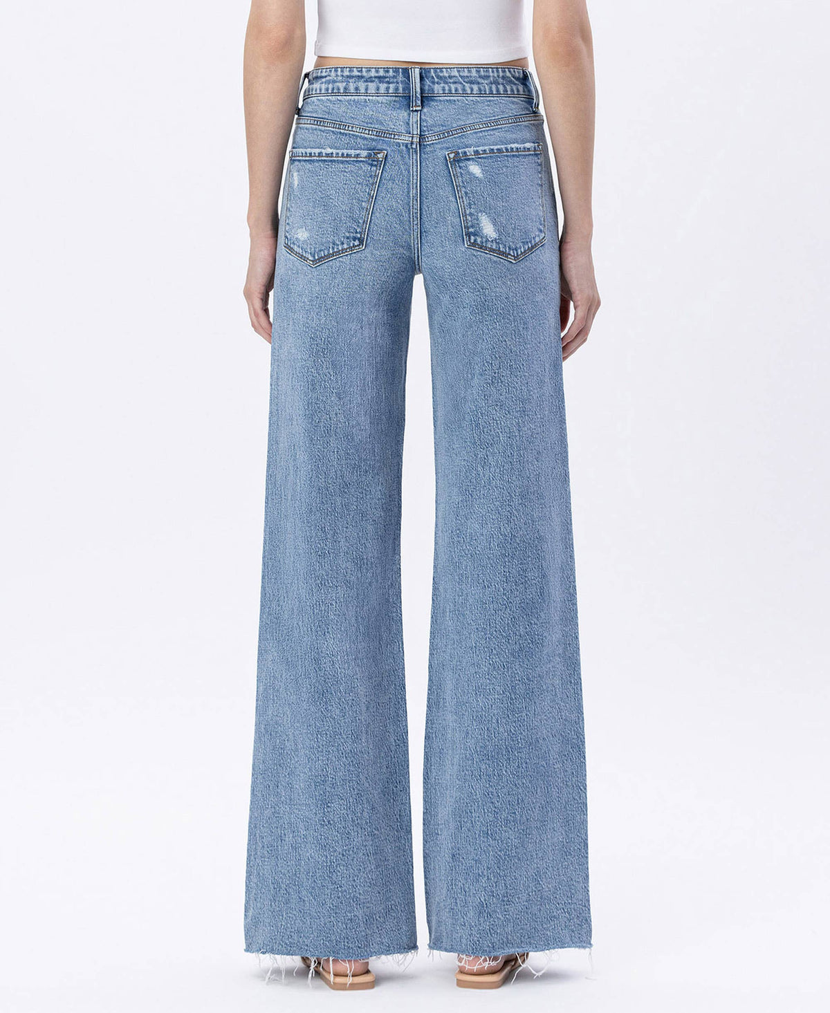 HIGH RISE RAW HEM WIDE JEANS F6320
