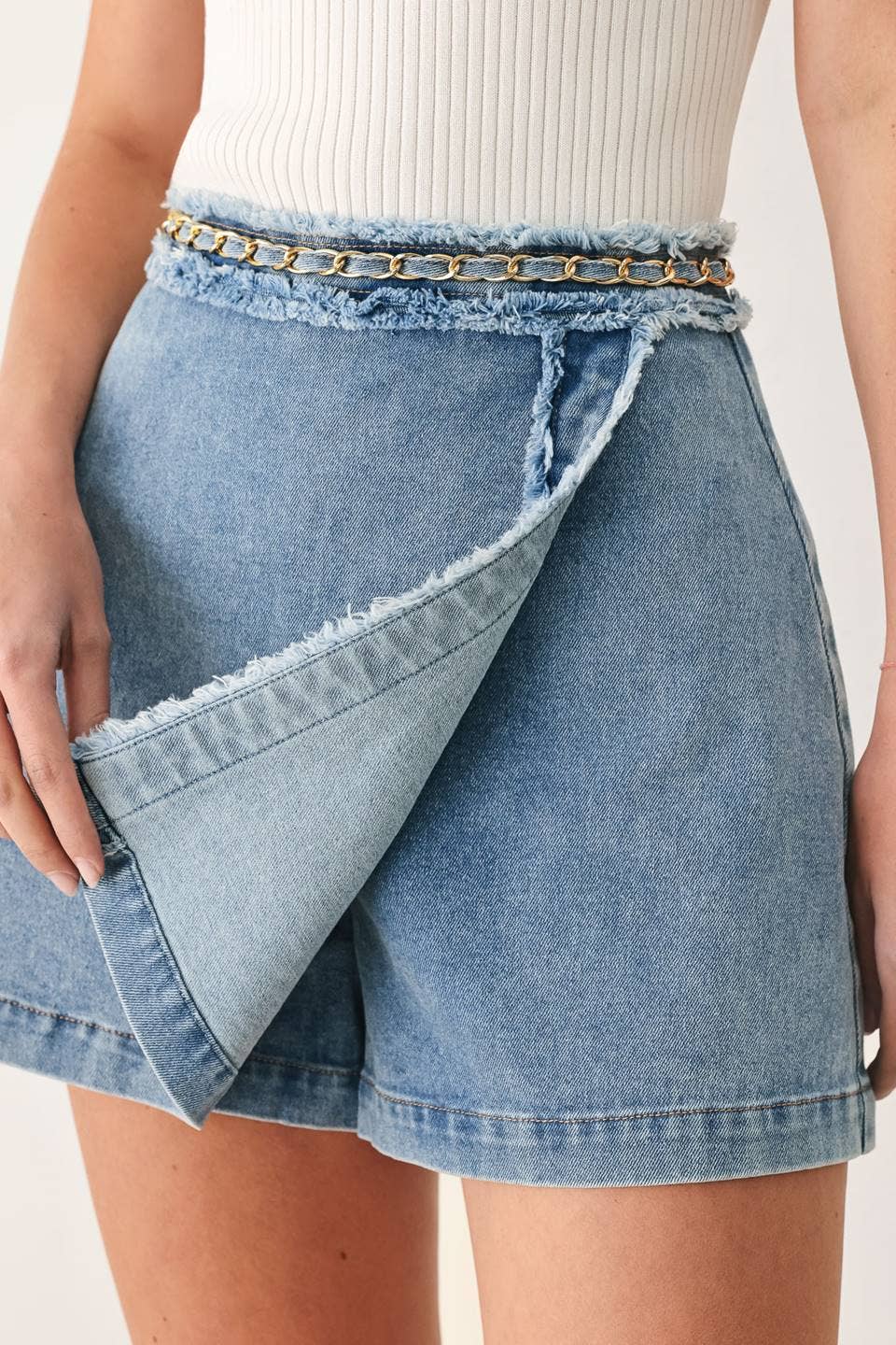 A washed denim skort - FP2337