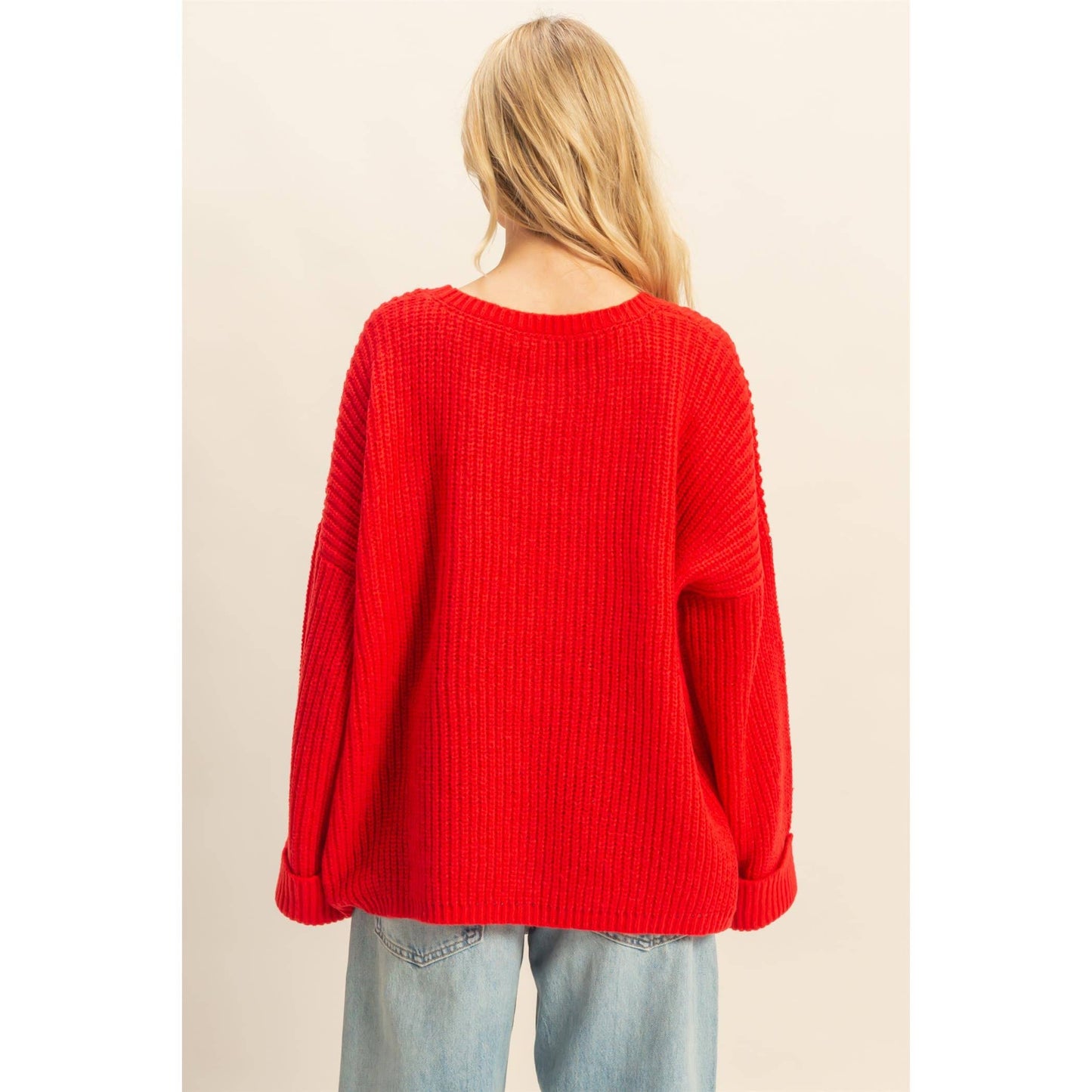 Oversized Casual Ribbed Knit Sweater