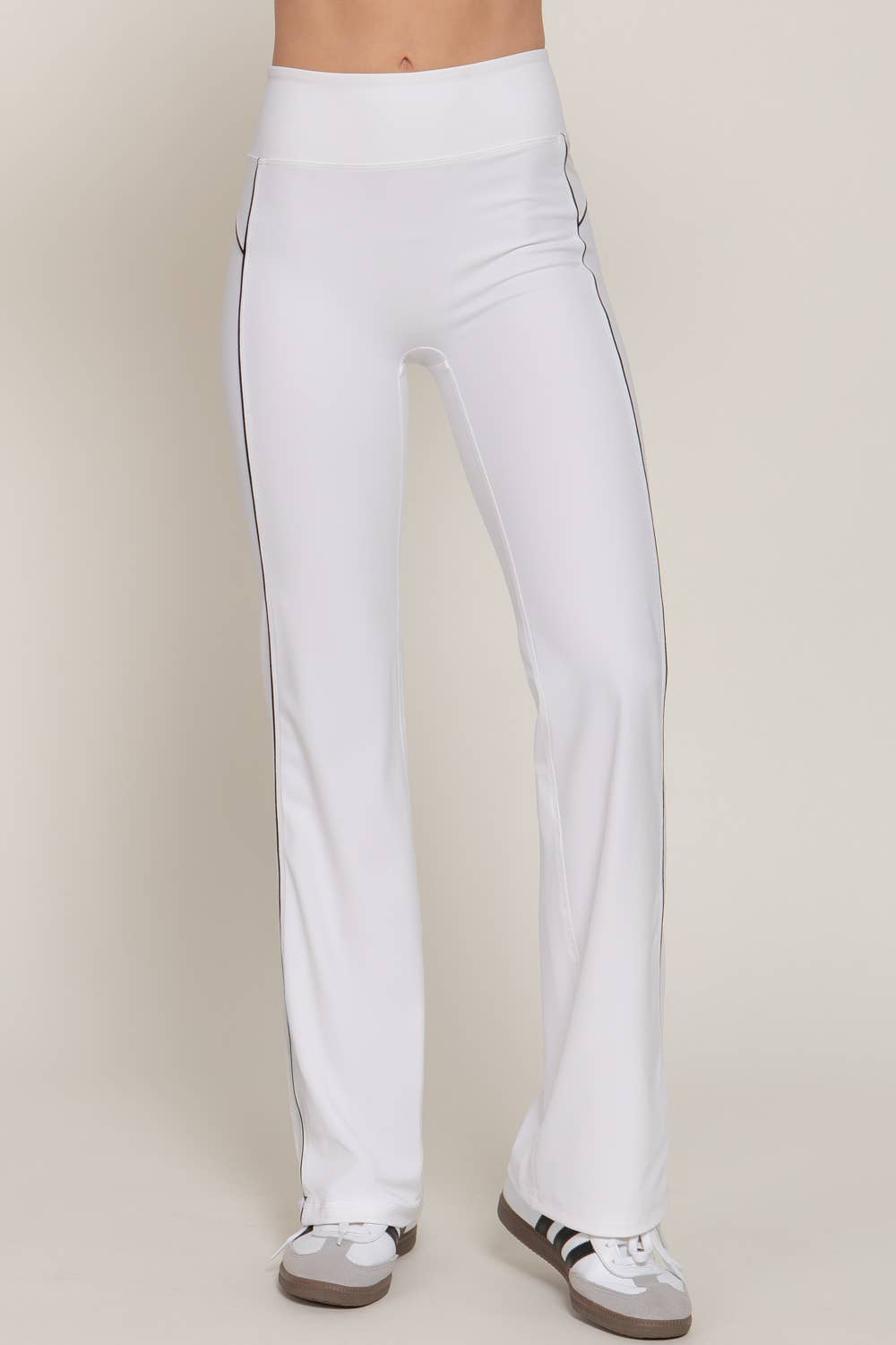 Waist Band Contrast Piping Detail Workout Pants