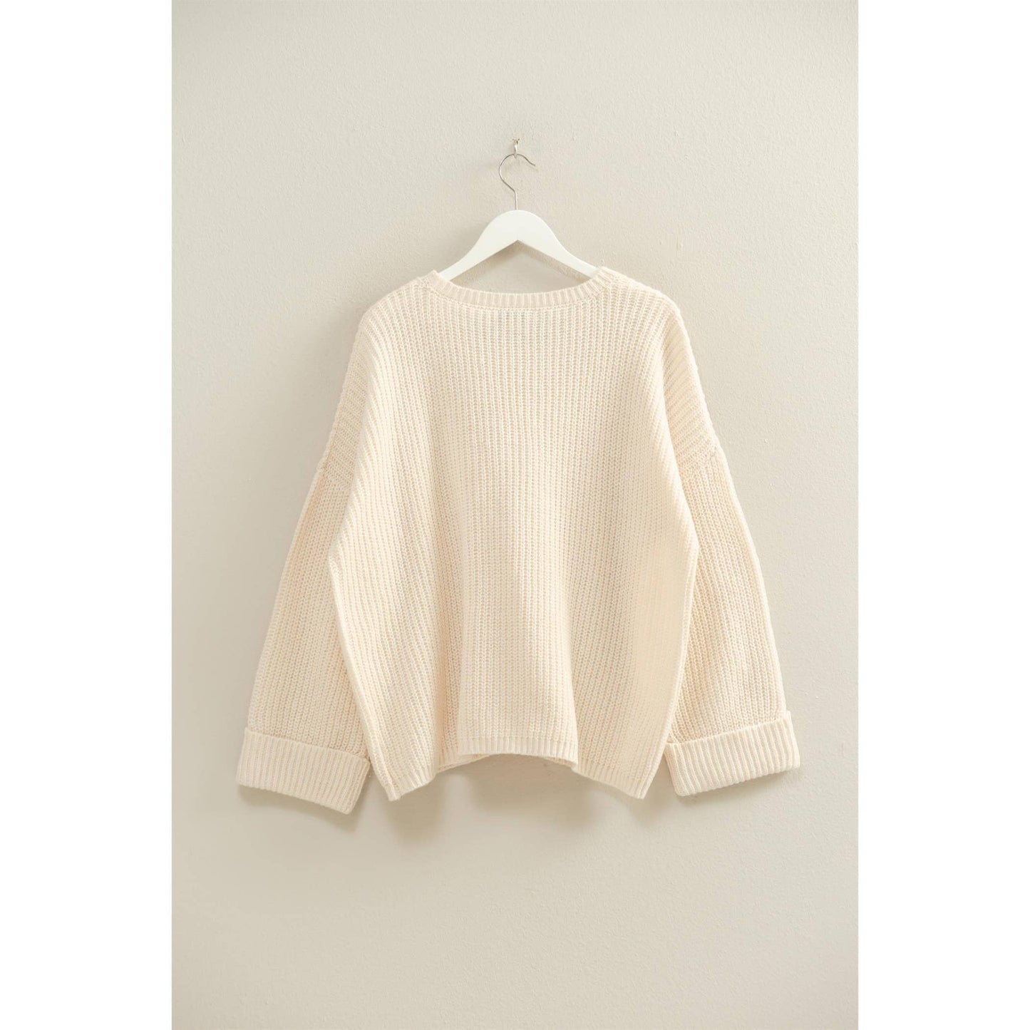 Oversized Casual Ribbed Knit Sweater