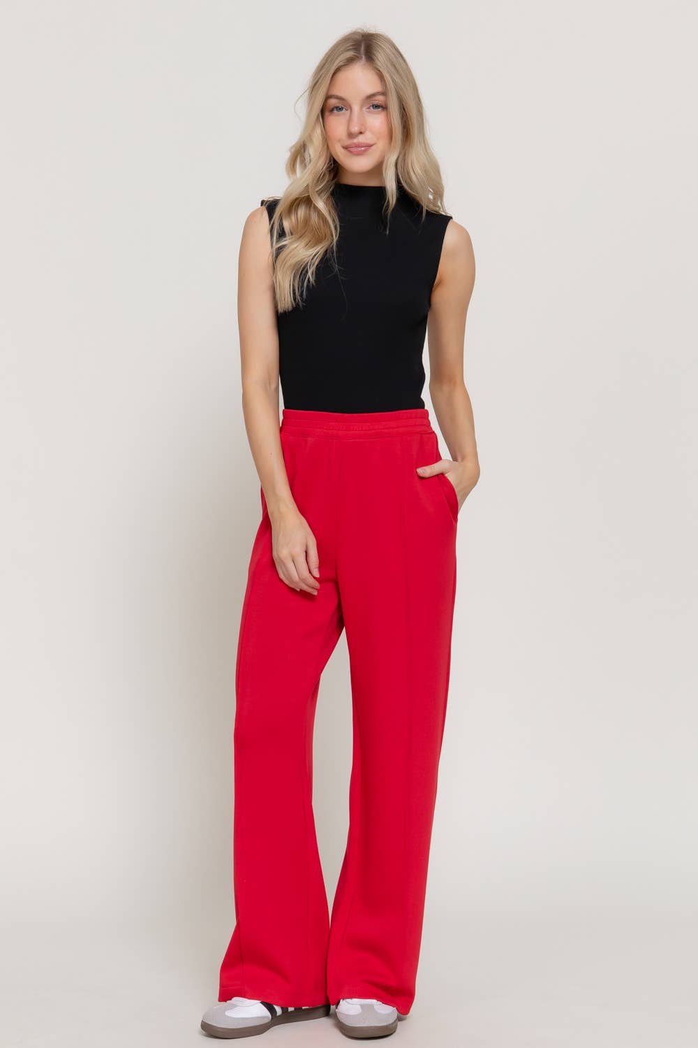 Elastic Waist Soft Modal Scuba Wide Pants