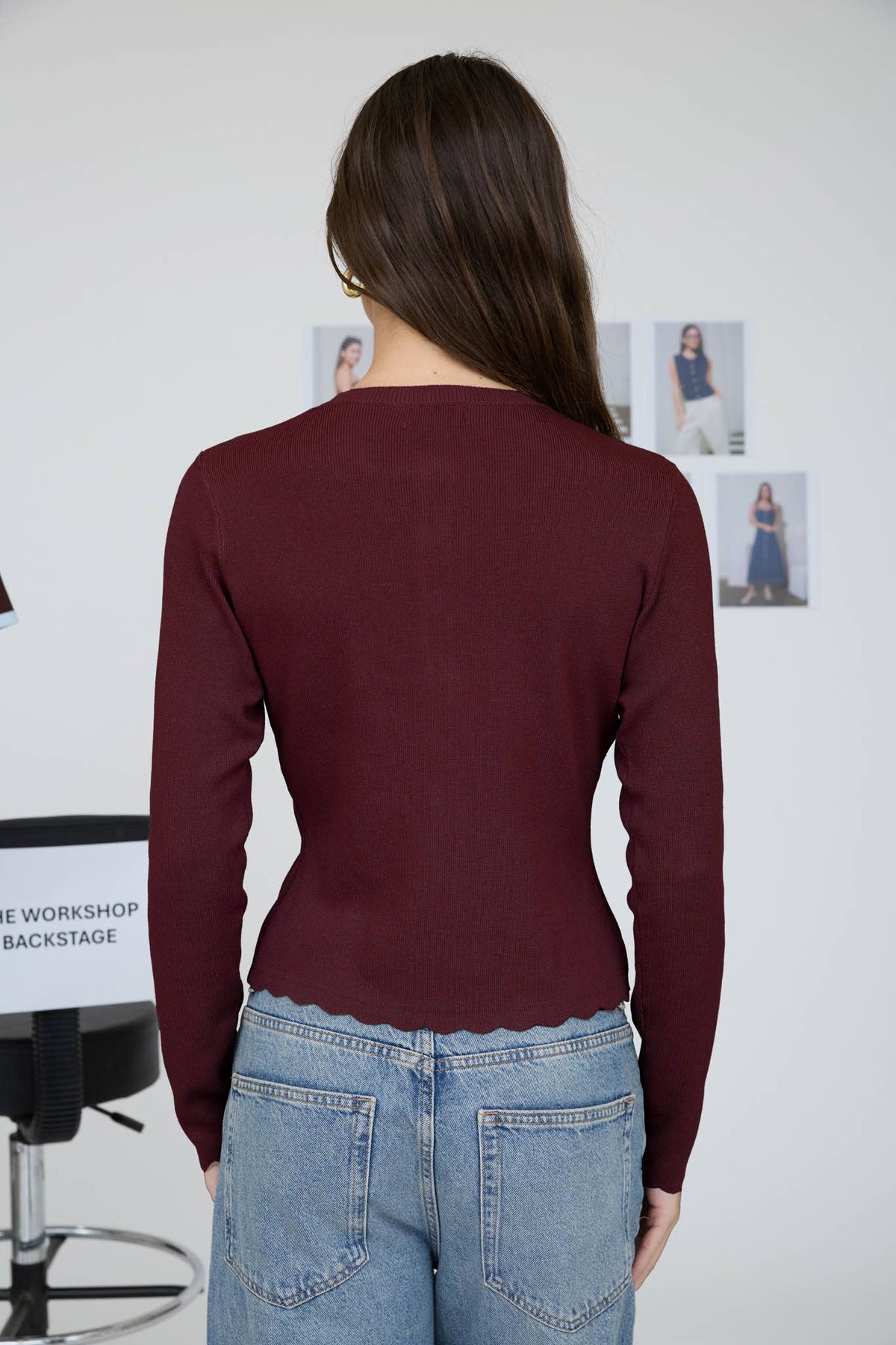 SCALLOPED BUTTON DETAIL LONG SLEEVE KNIT CARDIGAN  (PRE-ORDER)