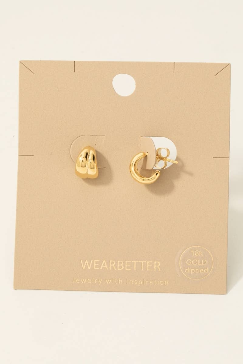 Gold Dipped Wide Layered Hoop Earrings