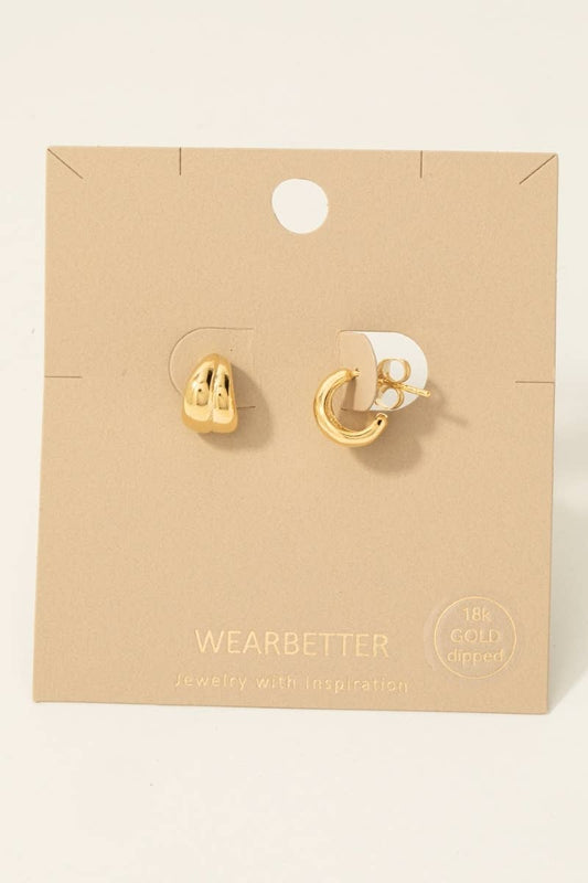 Gold Dipped Wide Layered Hoop Earrings
