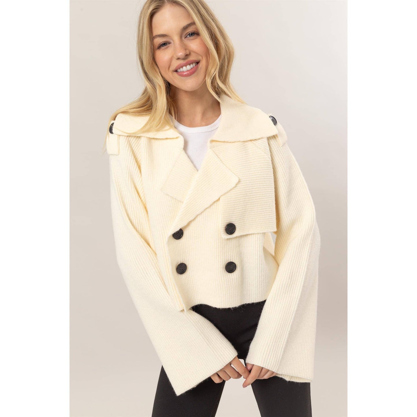 Double Breast Sweater Trench Jacket