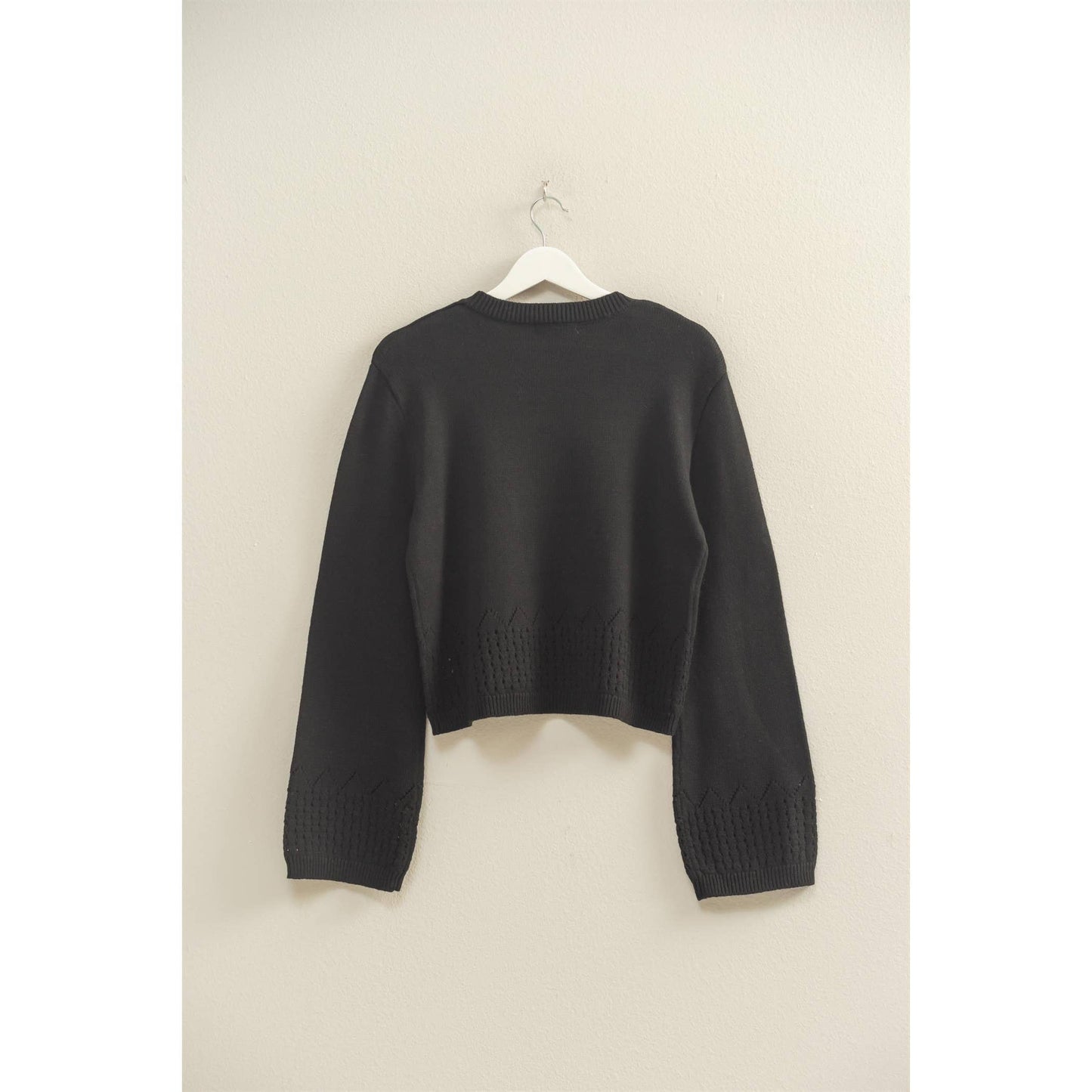 Unique Eyelet Detailed Long Sleeve Sweater