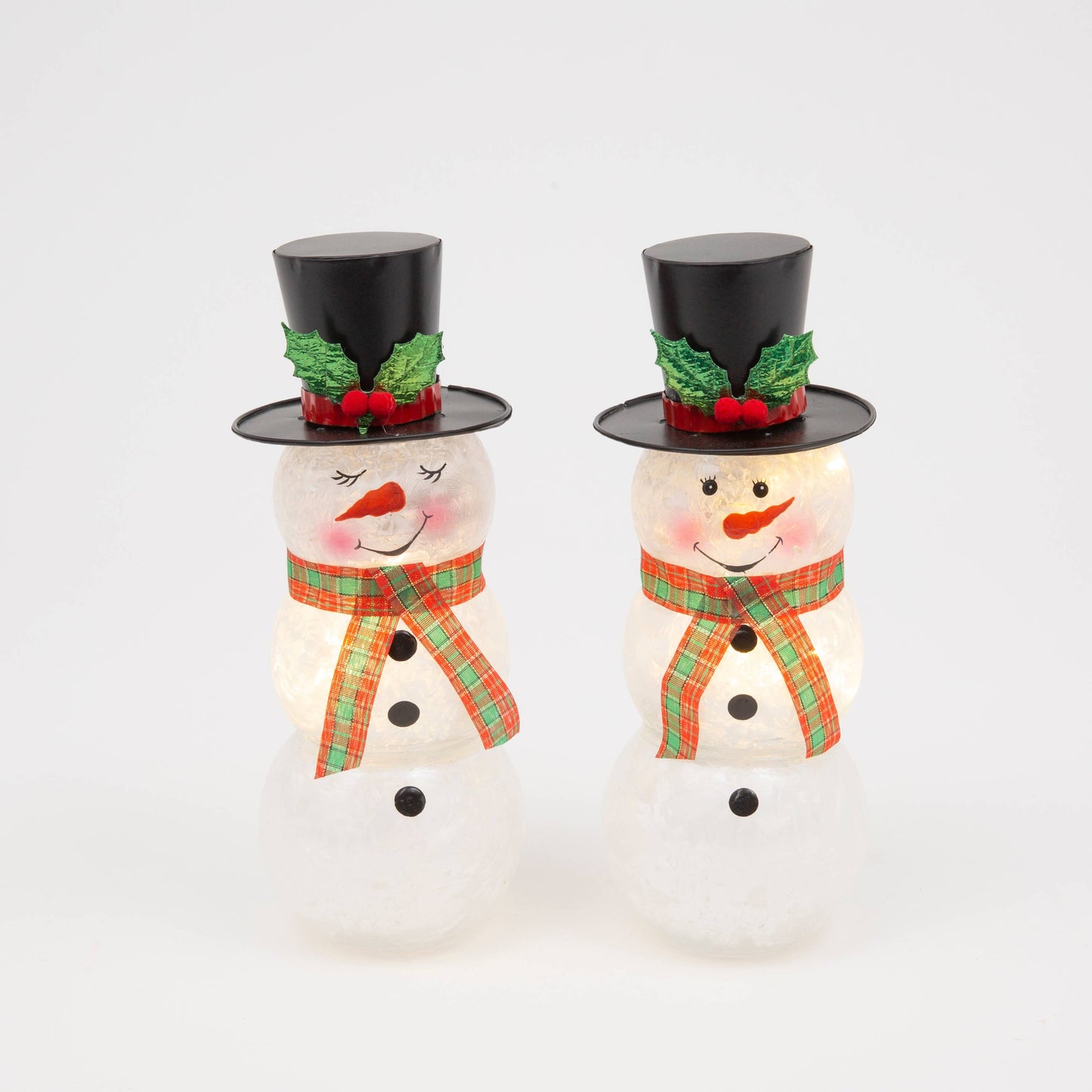 Christmas 10"H B/O Frosted Glass Christmas Snowman Light w/